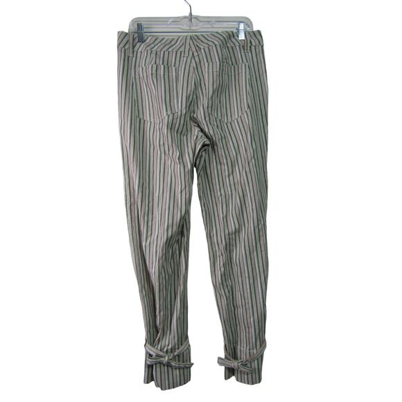 Cabi Gray Stripe Crop Pants Womens size 10 Boho Tie Relaxed - Picture 2 of 9